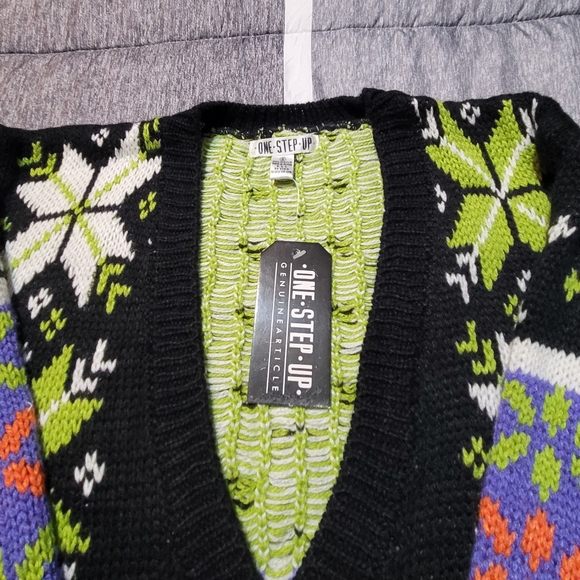 Rare New Vintage One Step Up Geometric Sweater~Cardigan~Unisex~Small~80's - Picture 4 of 10